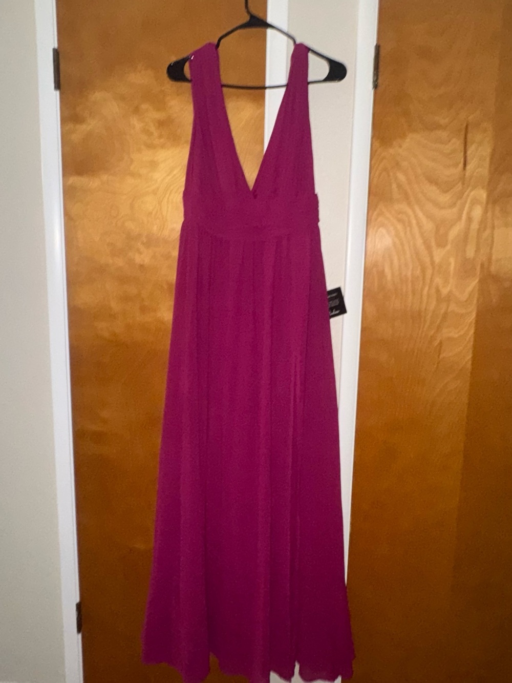 Lulu's Fuchsia V-Neck Maxi Dress